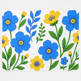 Blaue und gelbe florale botanische Gestaltung Fleecedecke
