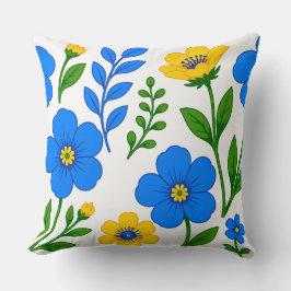 Blaue und gelbe florale botanische Gestaltung Kissen