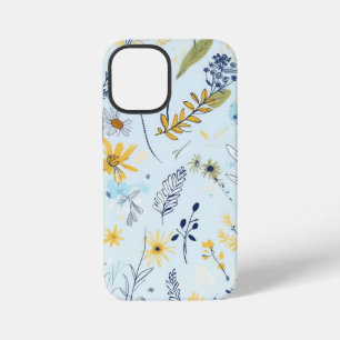 Blaue und gelbe Gänseblümchenmuster iPhone 12 Mini Hülle