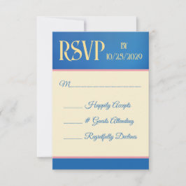 Blaue und gelbe Hochzeit RSVP Karte