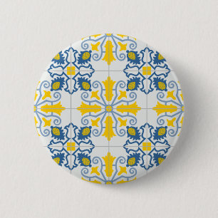 Blaue und gelbe hübsche portugiesische Fliesen Button