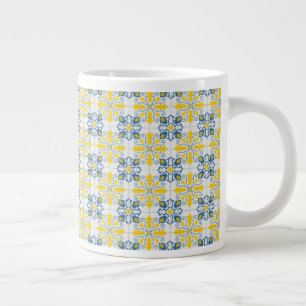 Blaue und gelbe hübsche portugiesische Fliesen Jumbo-Tasse