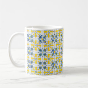 Blaue und gelbe hübsche portugiesische Fliesen Kaffeetasse