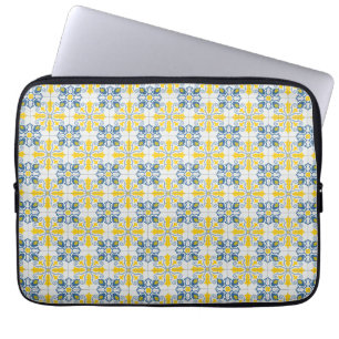 Blaue und gelbe hübsche portugiesische Fliesen Laptopschutzhülle
