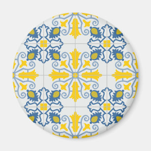 Blaue und gelbe hübsche portugiesische Fliesen Magnet