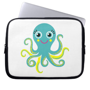 Blaue und gelbe Krake Laptopschutzhülle