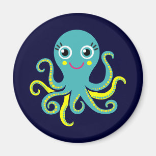 Blaue und gelbe Krake Magnet