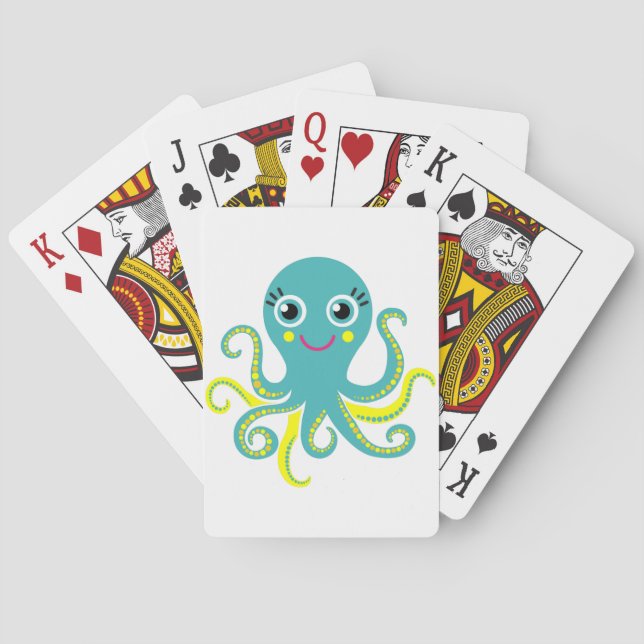 Blaue und gelbe Krake Spielkarten (Rückseite)