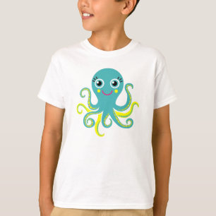 Blaue und gelbe Krake T-Shirt