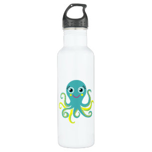Blaue und gelbe Krake Trinkflasche
