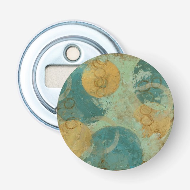 Blaue und gelbe Kreise Flaschenöffner (Vorderseite)