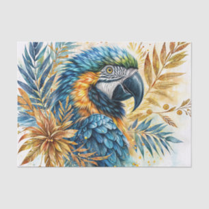 Blaue und gelbe Maca Wasserfarben Kunst Seidenpapier