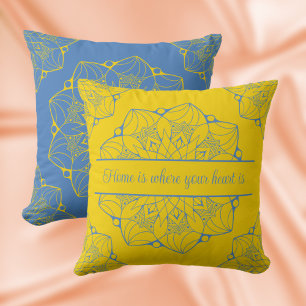 Blaue und gelbe Mandala Personalisiertes Keuchkiss Kissen