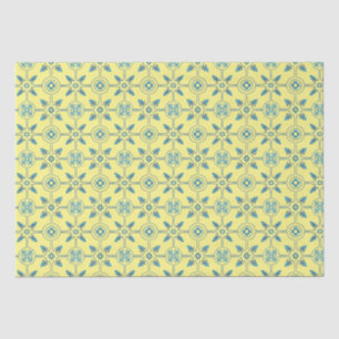 Blaue und gelbe marokkanische Fliesenmuster Seidenpapier