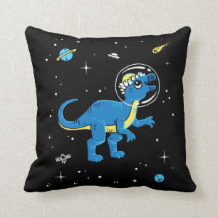 Blaue und gelbe Pachycephalosaurus Dinos im Weltra Kissen