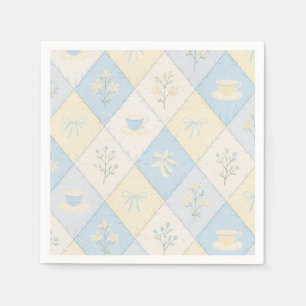 Blaue und gelbe Patchwork-Muster Süße Babyparty Serviette