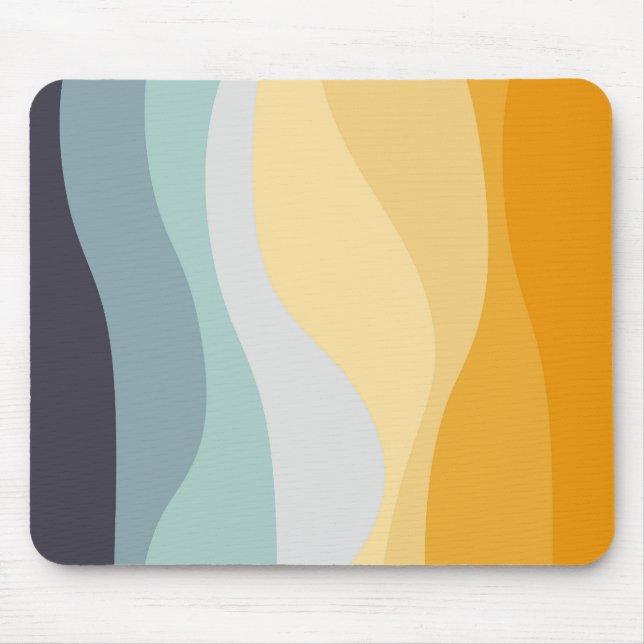 Blaue und gelbe Retromeere Mousepad (Vorne)