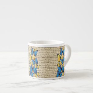 Blaue und gelbe Schmetterlinge Espressotasse