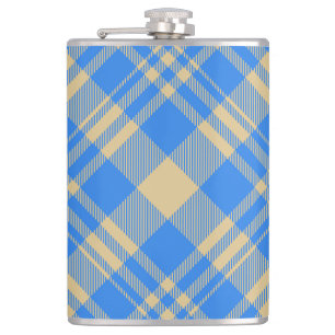 Blaue und gelbe schottische Tartan-Karo Flachmann