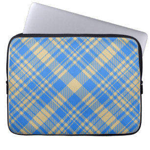 Blaue und gelbe schottische Tartan-Karo Laptopschutzhülle