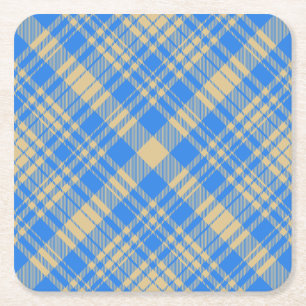 Blaue und gelbe schottische Tartan-Karo Rechteckiger Pappuntersetzer
