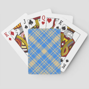 Blaue und gelbe schottische Tartan-Karo Spielkarten