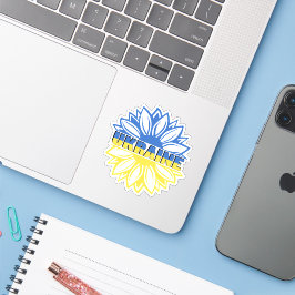 Blaue und gelbe Sonnenblume mit Inschrift Ukraine Aufkleber