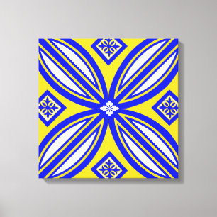 Blaue und gelbe spanische leinwanddruck