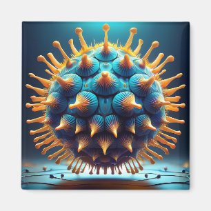 Blaue und gelbe Sporenkugel Magnet