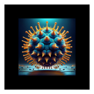 Blaue und gelbe Sporenkugel Poster