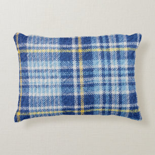 Blaue und gelbe Tartan oder karierter Hintergrund  Dekokissen
