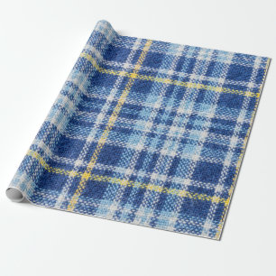 Blaue und gelbe Tartan oder karierter Hintergrund  Geschenkpapier