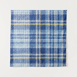 Blaue und gelbe Tartan oder karierter Hintergrund Wandteppich