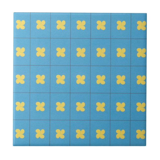 Blaue und gelbe Teardrop-Keramikfliese Fliese (Vorderseite)