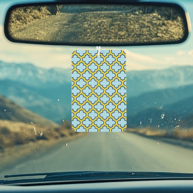 Blaue und gelbe Trellis, Gitter, Quatrefolie Autolufterfrischer (Von Creator hochgeladen)