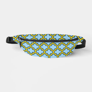 Blaue und gelbe Trellis, Gitter, Quatrefolie Bauchtasche
