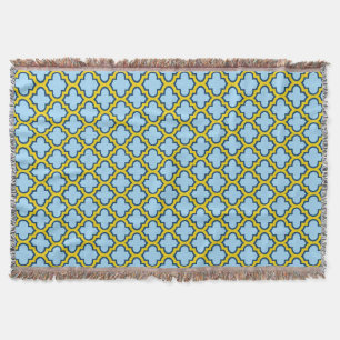 Blaue und gelbe Trellis, Gitter, Quatrefolie Decke