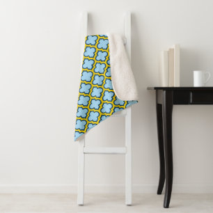 Blaue und gelbe Trellis, Gitter, Quatrefolie Sherpadecke