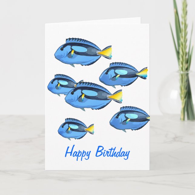 Blaue und gelbe tropische Fische Karte (Vorderseite)