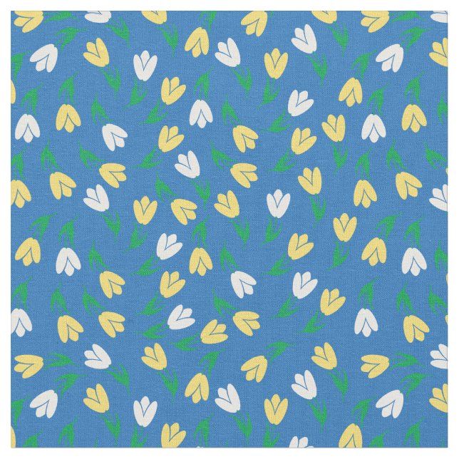Blaue und gelbe Tulpenmuster - Sammlung Stoff (Nahaufnahme)