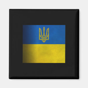 Blaue und gelbe Ukraine-Flagge mit Wappen Tri Magnet