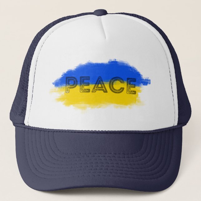 Blaue und Gelbe Ukraine Inspiriert Frieden ohne Kr Truckerkappe (Vorderseite)