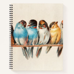 Blaue und gelbe Vögel Sitzen Hübsch Notizbuch