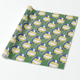 Blaue und gelbe Volleyball-Muster Geschenkpapier