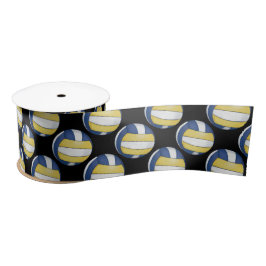 Blaue und gelbe Volleyball-Muster Satinband
