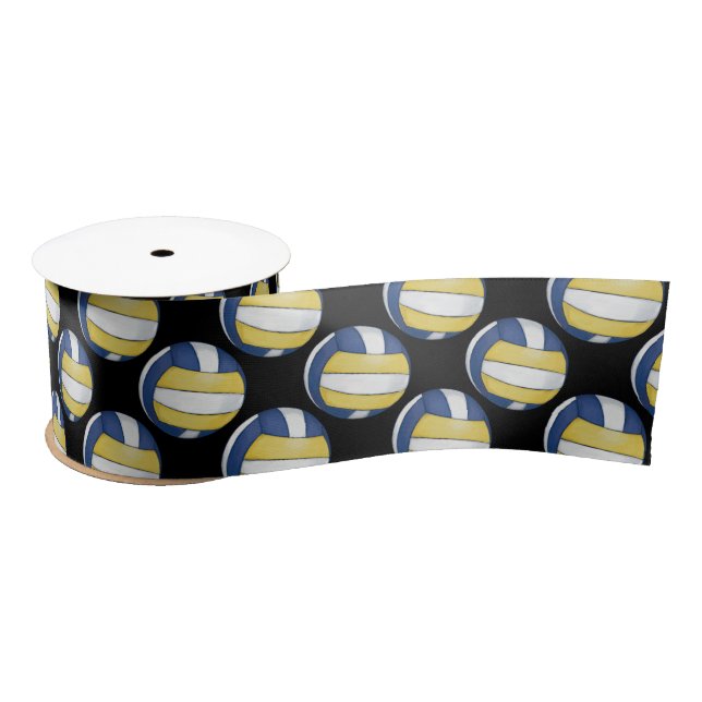 Blaue und gelbe Volleyball-Muster Satinband (Spule)