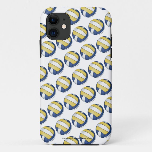 Blaue und gelbe Volleyballmuster Case-Mate iPhone Hülle (Rückseite)