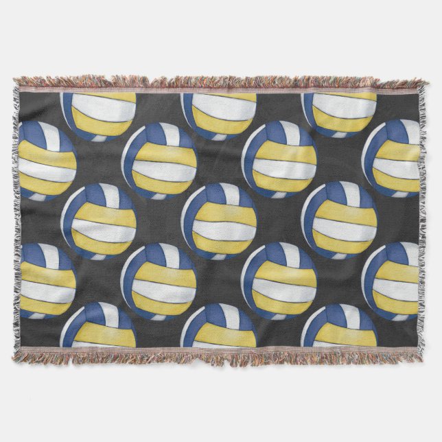 Blaue und gelbe Volleyballmuster Decke (Vorderseite)