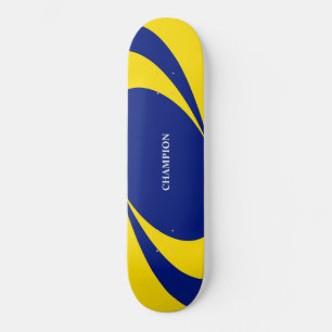 Blaue und gelbe wellenförmige Linien Skateboard