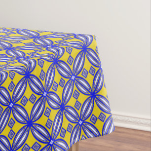 Blaue und gelbe Ziegel Tischdecke